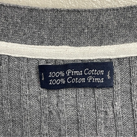 Lot of 2 Pima Cotton Striped Cardigan Tommy Hilfiger Cable Knit V-Neck Nautical - Picture 2 of 16